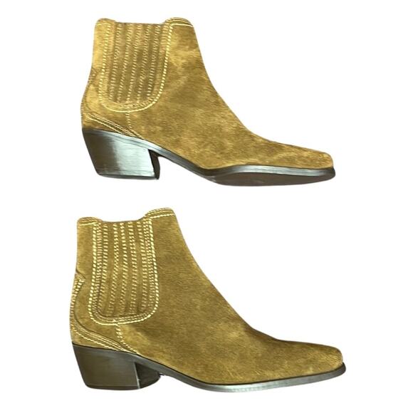 Zara brown suede ankle boots booties low heel size 5.5 - Picture 3 of 9